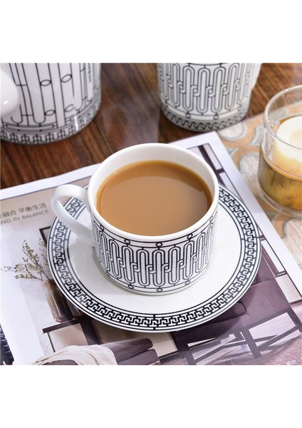 Kemik Çini Kupası Ve Daire Yüksek Kaliteli Porselen Kahve Çay Bardağı Set Modern Ev Dekor Mutfak Ofis Drinkware Hediye Arkadaşlar Için | Kupa Ve Tabaklar (Yurt Dışından)