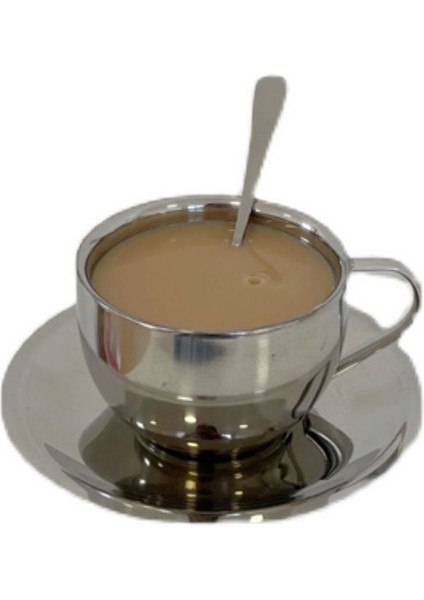 Paslanmaz Çelik Kahve Fincanı Tabağı Kaşık Seti Isıya Dayanıklı180Ml Bardak Kahve Sürahi Süt Çay Bardağı Ofis Su Kupalar Drinkware | Kupalar (Yurt Dışından)