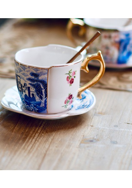 Ingiliz Tarzı Lüks Kahve Fincanı Ve Tabağı Altın Kolu İle Set Seramik Cappuccino Öğleden Sonra Çay Bardağı Çay Hediye Kutusu İle Set | Kahve Fincanı Ve;Kupalar (Yurt Dışından) modelleri