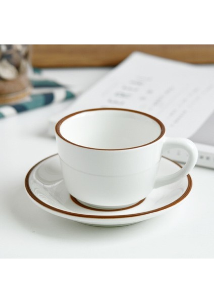 Japon Retro Kahverengi Kahverengi Kupası Kupalar El Boyalı Süt Çay Kupası Kafe Öğleden Sonra Çay Bardağı Ve Tabağı Seti Vaso Para Cafe Drinkware | Kahve Kupası Ve Tabak Setleri