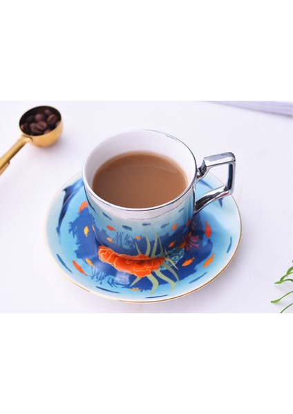 250 Ml Yaratıcı Seramik Kahve Kupaları Okyanus Yansıma Ayna Kupası Kaplama Daire Çay Bardağı Seti Hediye Çay Fincanı Espresso Latte Kahve Kupa | Kahve Kupası Ve Tabak Setleri(Yurt Dışından)