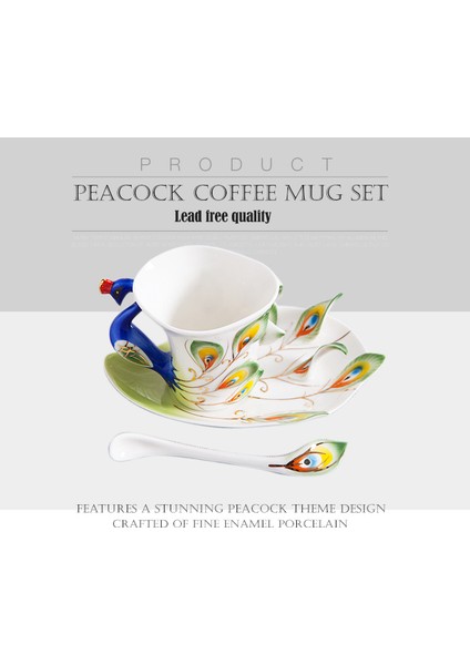 Yaratıcı 3D El Crafted Porselen Emaye Tavuskuşu Kahve Fincanı Set Tabağı Ve Kaşıkla Set Mevcut Seramik Çay Su Kupası Bulaşık Hediye | Kupa Ve Tabaklar (Yurt Dışından)