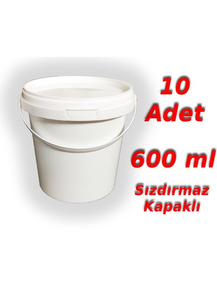0,6 Lt Plastik Kapaklı Kova Hobi Boya Gıda Yoğurt Kovası Beyaz