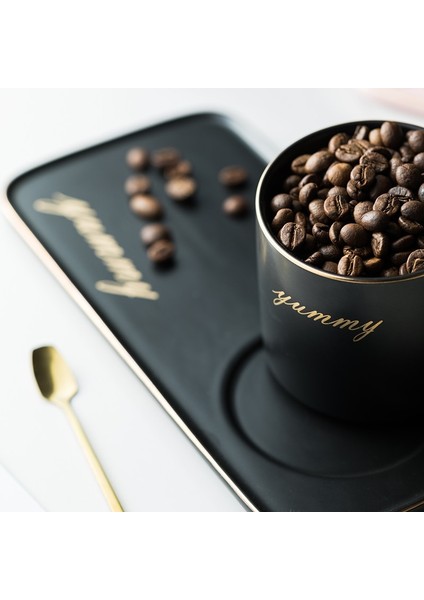 Nordic Ins Kahve Kupa Altın Kaşık Daire Lüks Su Cafe Çay Süt Seramik Isıya Dayanıklı Fincan Çanak Tabağı Seti Suit Tatlı Tabağı | Eski Moda Cam (Yurt Dışından)