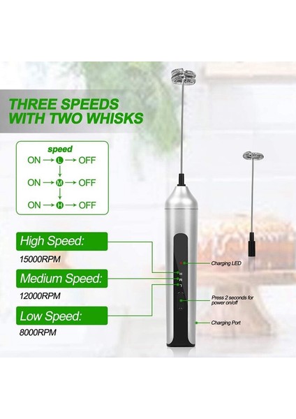 Usb Elektrikli Süt Frother 3 Hızlar Cappuccino Kahve Foamer El Yumurta Çırpıcı Sıcak Çikolata Latte Içecek Mikser Blender | Sütlüler (Yurt Dışından)