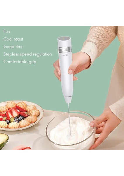 Süt Frother, Lcd Coffeer Froother Elektrikli Çırpma Telih Stepless Hız Düzenlemesi Usb Şarj Edilebilir El Köpük Makinesi | Sütlü Anneler (Yurt Dışından)