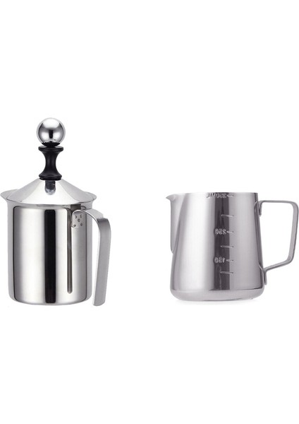 Manuel Süt Frother Seti 800Ml, Paslanmaz Çelik Çift Örgü Süt Köpürme Sürahi, Cappuccino & Amp Için Süt Kremi; Amp;Fantezi Kahve | Sütlüler (Yurt Dışından)