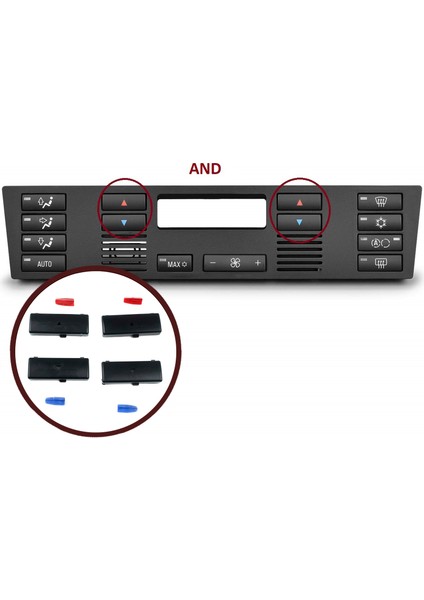 BDP88-13 BMW X5 E53 E39 İçin Klima Kontrol Isı Sıcaklık Arttırma Azaltma Düğme Kapak Seti 6972163