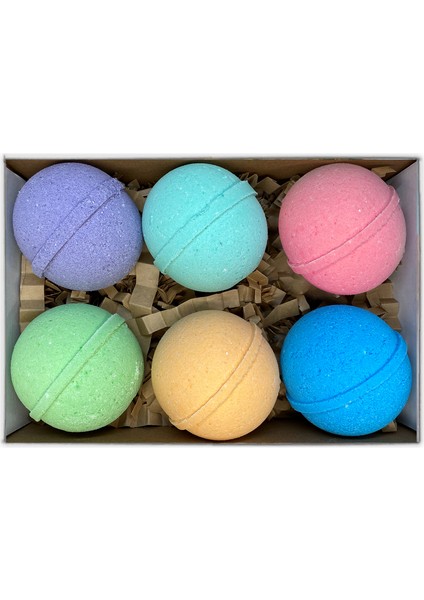 Bath Bombs Spa Set / Banyo Topu – Hediye Seti 6 x 80G – Köpüklü Tek Renk