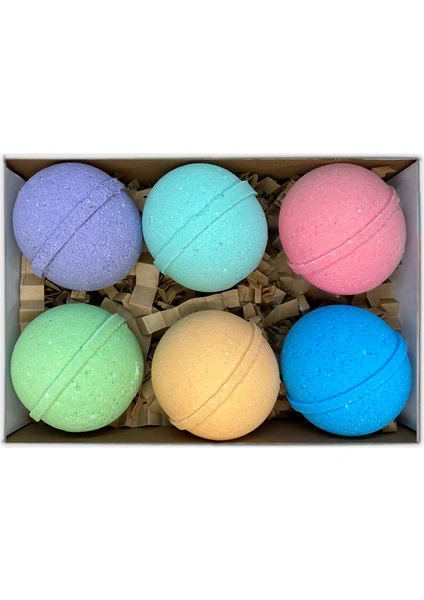 Bath Bombs Spa Set / Banyo Topu – Hediye Seti 6 x 80G  – Köpüklü Tek Renk