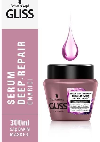 Serum Deep Repair 2'Sİ 1 ARADA Onarıcı Saç Bakım Maskesi - Protein Kompleksi ve Hint İnciri ile 300 ml