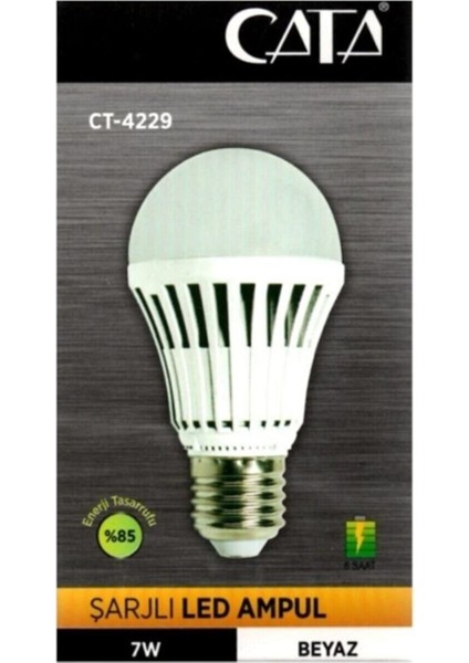 7 Watt E27 Duylu Şarjlı LED Ampul CT-4229 - Beyaz Işık