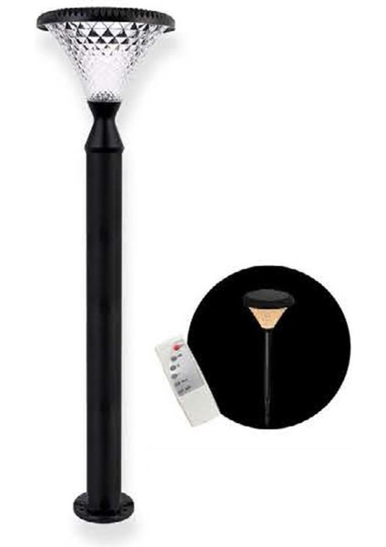 100W Solar Bahçe Armatürü Rgb FL-3163 80 cm Alüminyum Direk