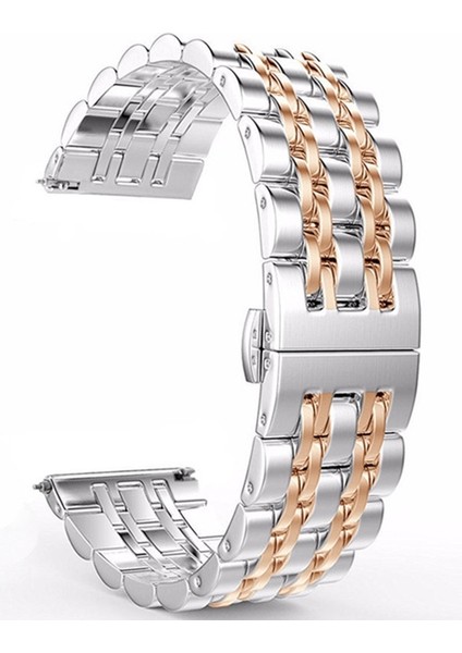 20MM Kadınlar Sürüm Seven-Boncuk Çelik Kayış Gümüş Gül Altın (Yurt Dışından)