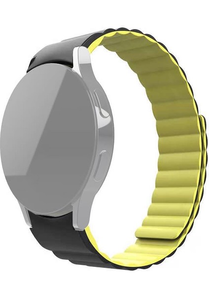 Samsung Galaxy Watch4 Için Silikon Kayışı 40MM / 44MM Siyah Sarı (Yurt Dışından)