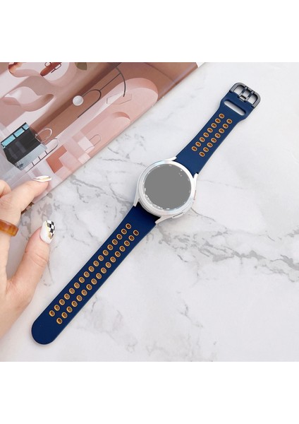 Samsung Galaxy Watch4 Için Silikon Kordon Band 44MM Mavi Sarı (Yurt Dışından)