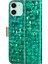 Lazer Glitter Tozu Eşleştirme Pu Kılıf iphone 13 Için Yeşil 3