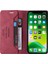 Iphone 13 Için Hırsızlık Fırça Pu Kılıf Şarap Kırmızısı 3