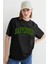 Kadın Siyah Baskılı Oversize T-Shirt MG1230 1