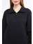 Kadın Black Regular Fit Balıkçı Yaka Uzun Kollu Siyah Sweatshirt 3