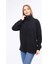 Kadın Black Regular Fit Balıkçı Yaka Uzun Kollu Siyah Sweatshirt 1