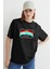 Kadın Siyah Baskılı Oversize T-Shirt MG808 1