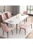 Concept Are Serisi, 80X132 Açılabilir Mdf Beyaz Masa Ceviz Ayak Masa Takımı, 4 Sandalye 1 Bench 2