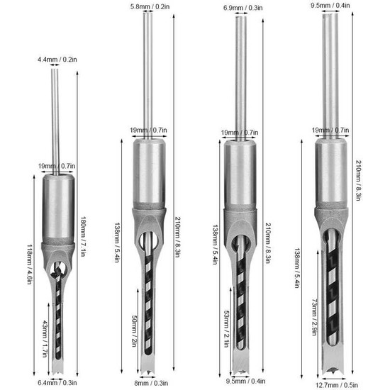Guangdong Spirit Adet Kare Matkap Uçları 1 4 5 16 3 8 1 2 Ahşap Gömme Keski Seti Ağaç Işleme Delik