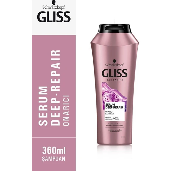 Gliss Serum Deep Repair Onarıcı Şampuan - Protein Kompleksi ve Hint İnciri ile 360 ml