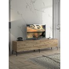 Wood'n Love Vega Premium 200 cm Geniş Dolaplı Metal Ayaklı Tv Ünitesi - Atlantik Çam / Siyah