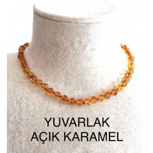 İpek Kehribar Karamel Renk Sertifikalı Bebek Kolyesi Baltık Litvanya Kehribar Kolye (0-3 Yaş)