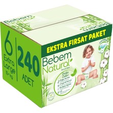 Bebem Bebek Bezi Natural Beden:6 (15+Kg) Ekstra Large 240 Adet Ekstra Fırsat Pk