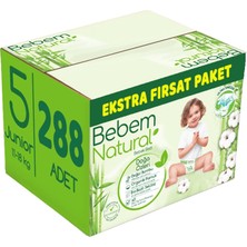 Bebem Natural Bebem Bebek Bezi Natural Beden:5 (11-18KG) Junior 288 Adet Ekstra Fırsat Pk