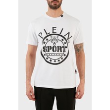 Plein Sport Logolu Bisiklet Yaka Pamuklu Erkek T-Shirt TIPS128IT01