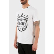 Plein Sport Logolu Bisiklet Yaka Pamuklu Erkek T-Shirt TIPS128IT01