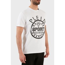 Plein Sport Logolu Bisiklet Yaka Pamuklu Erkek T-Shirt TIPS128IT01