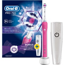 Oral-B Pro 750 Şarj Edilebilir Diş Fırçası 3D White Pembe + Seyahat Kabı Hediyeli