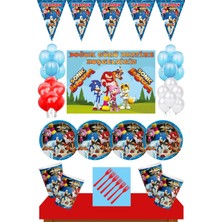 Sonic Boom Doğum Günü 8 Kişilik 70 x 100 cm Afişli Sonic Boom Parti Malzemeleri Seti Kırmızı
