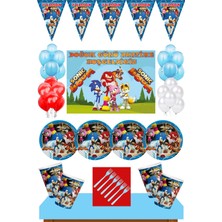 Sonic Boom Doğum Günü 24 Kişilik 70 x 100 cm Afişli Sonic Boom Parti Malzemeleri Seti Mavi