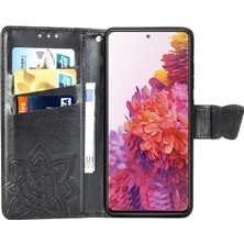 GZPLZ Galaxy S20 Fe / S20 Lite Kelebek Renkli Çiçek Kabartmalı Kılıf Siyah (Yurt Dışından)