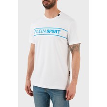 Plein Sport Logolu Bisiklet Yaka Pamuklu T Shirt Erkek T Shirt TIPS101IT01