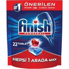 Finish Hepsi Bir Arada Max 22 Tablet Bulaşık Makinesi Deterjanı
