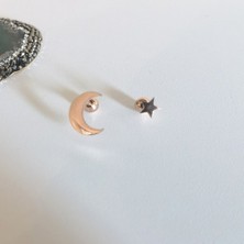 Bylin Cerrahi Çelik Rose Gold Ay&yıldız Piercing Set- 2 Adet - 6 mm