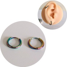Bylin Paslanmaz Çelik Rainbow Minik Halka Küpe - 7 mm - 1 Çift