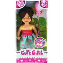 MEGA Cute Girl Pembe Balonlu Kumral Mini Bebek