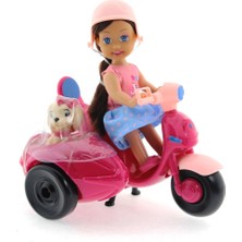 MEGA Cute Doll Mini Bebek ve Köpekli Mor Motorsiklet