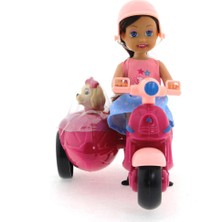 MEGA Cute Doll Mini Bebek ve Köpekli Mor Motorsiklet