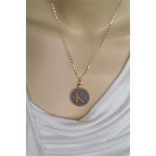 May Collection Gold Gri Epoksi K Harf Gold Zincir Kolye