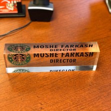 Hediye Marketi17 Şeffaf Akrilik Cam Üzerinde Logonuzla Masalar Için Özel Isimlik Plakaları