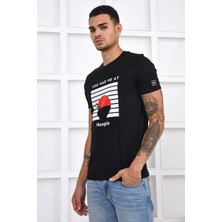 Noople Bisiklet Yaka You Had Me At Logo T-Shirt - Siyah